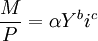 frac{M}{P}=alpha Y^bi^c