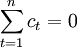 sum_{t=1}^n c_t = 0