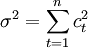 sigma^2 = sum_{t=1}^n c_t^2